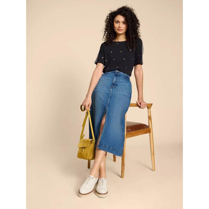 White Stuff Allie Denim Midi Skirt image number 3